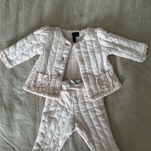 Janie and Jack Light Pink Quilted Pajama Set